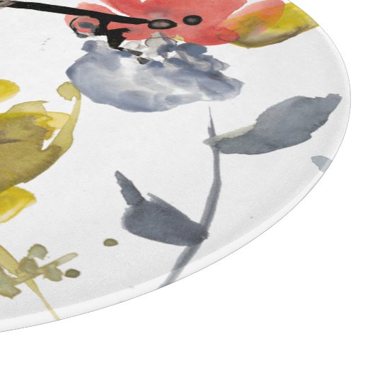 Blume Overlay - Aquarell-Blume und -Stiele Schneidebrett (Ecke)