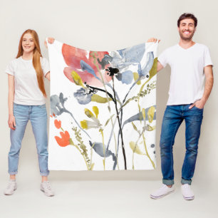 Blume Overlay - Aquarellfarben-Pastell-Blume Fleecedecke