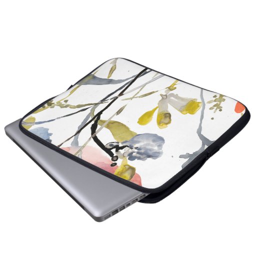 Blume Overlay - Aquarellfarben-Pastell-Blume Laptopschutzhülle (Vorne Knopf)