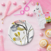 Blume Overlay - Aquarellfarben-Pastell-Blume Pappteller (Party)