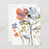 Blume Overlay - Aquarellfarben-Pastell-Blume Postkarte (Vorne/Hinten)