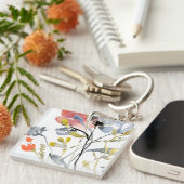 Blume Overlay - Aquarellfarben-Pastell-Blume Schlüsselanhänger (Vorderseite rechts)