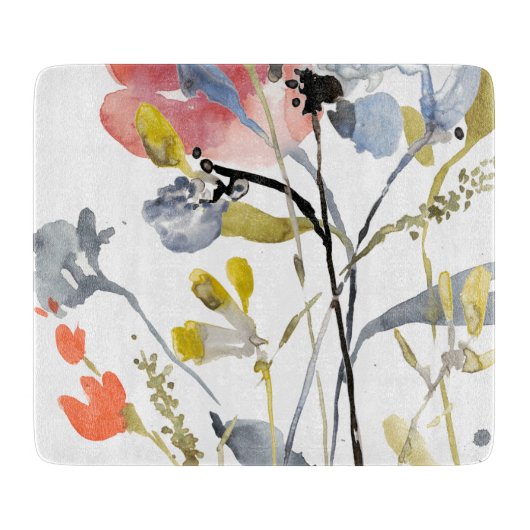 Blume Overlay - Aquarellfarben-Pastell-Blume Schneidebrett (Vorderseite)