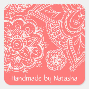 Blume & Paisley Patter, ID-Aufkleber Quadratischer Aufkleber