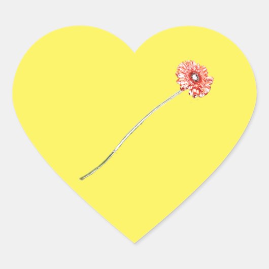 Blume Pale Red Gerbera Herz-Aufkleber (Vorderseite)