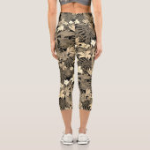 Blume & Palm-Blätter in Beige Shades Capri Leggings (Rückseite)