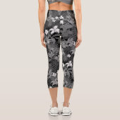 Blume & Palm Blätter in Grau Shades Capri Leggings (Rückseite)