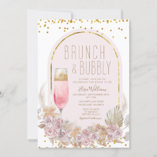 Blume Pampas Brunch & Bubbly Brautparty Einladung