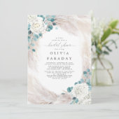 Blume Pampas Gras Brautparty Einladung (Stehend Vorderseite)