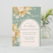 Blume Pampas Grass Boho Wedding Einladung (Stehend Vorderseite)