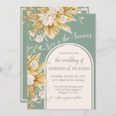 Blume Pampas Grass Boho Wedding Einladung (Vorne/Hinten)