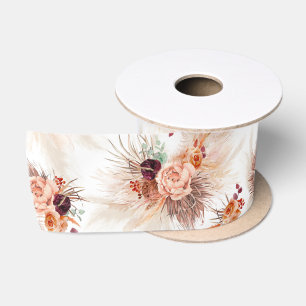Blume Pampas Grass und Terracotta Satinband