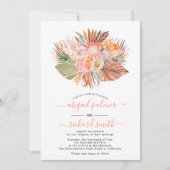 Blume Pampas Palmenblatt Korallenhochzeit Einladung (Vorderseite)