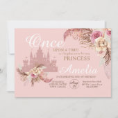 Blume Pampas Princess 1. Geburtstag Einladung (Vorderseite)