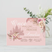 Blume Pampas Princess 1. Geburtstag Einladung (Stehend Vorderseite)