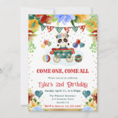 Blume Panda Kindergeburtstag Einladung (Vorderseite)