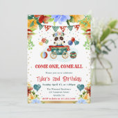 Blume Panda Kindergeburtstag Einladung (Stehend Vorderseite)