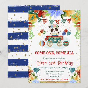 Blume Panda Kindergeburtstag Einladung