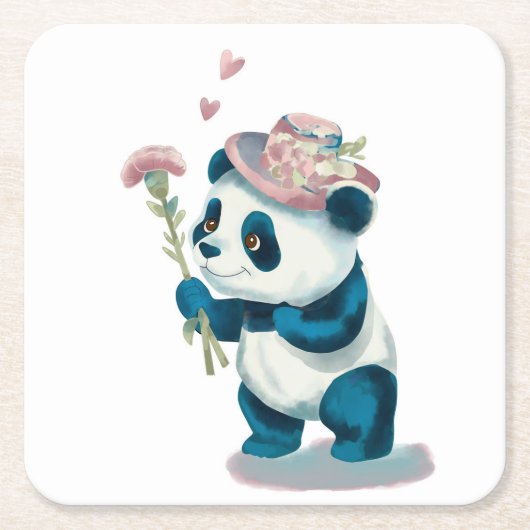 Blume Panda Untersetzer (Vorderseite)