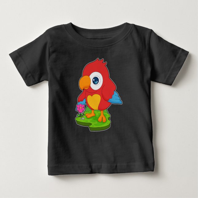 Blume Papagei Baby T-shirt (Vorderseite)