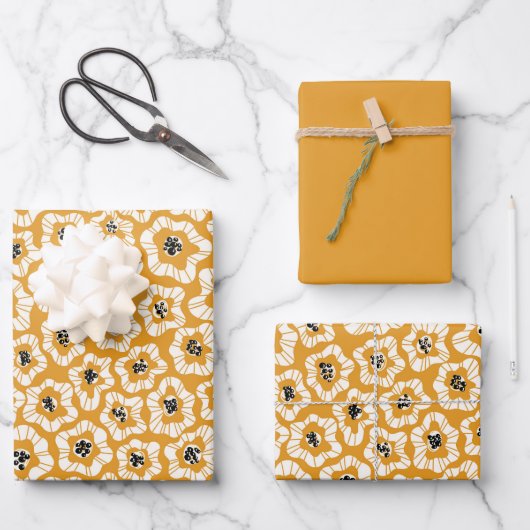 Blume Papierblätter Geschenkpapier Set (Vorderseite)