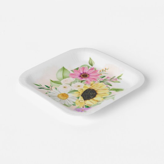 Blume Pappteller (Gewinkelt)