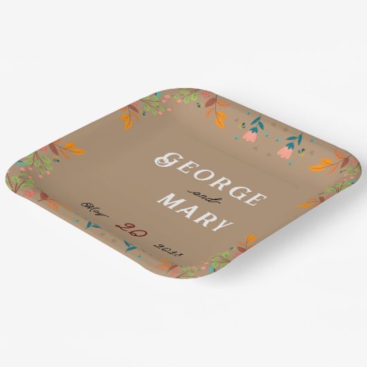 Blume Pappteller (Gewinkelt)