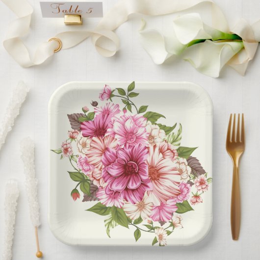 Blume Pappteller (Hochzeit)