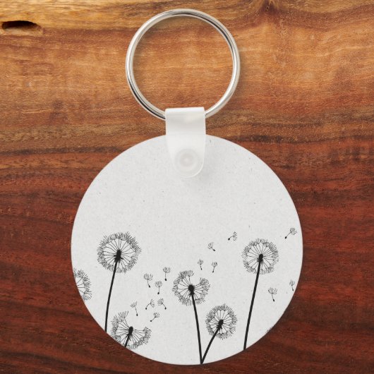 Blume Pappus Spores Grau Schlüsselanhänger (Vorderseite)