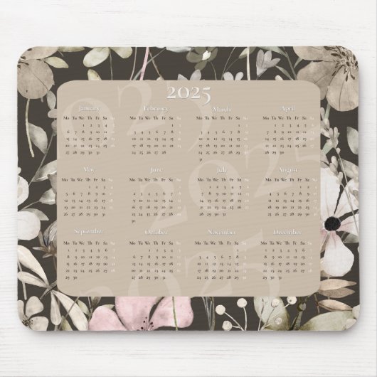Blume Paradies 2025 Kalender oder legen Sie Ihr Fo Mousepad (Vorne)