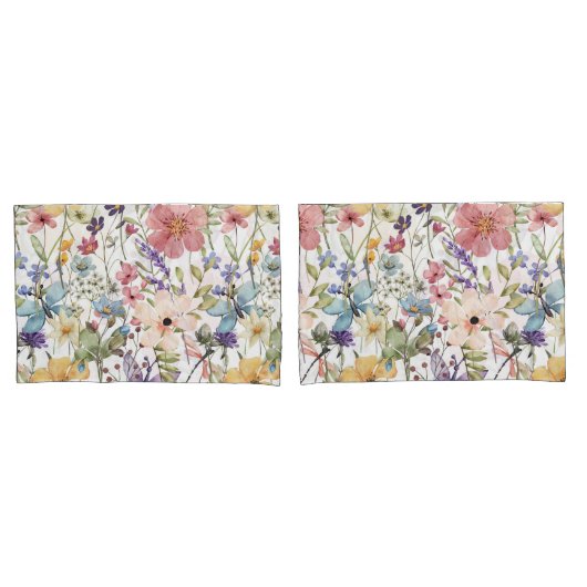 Blume Paradies auf weißen Hüllen für Kissen Kissenbezug (Vorderseite-Set)