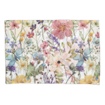 Blume Paradies auf weißen Hüllen für Kissen