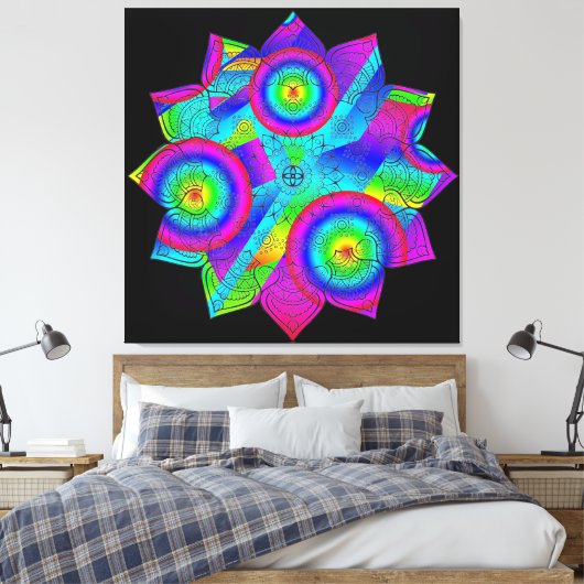 Blume Paradies Stretched Canvas Print Leinwanddruck (Insitu (Schlafzimmer))