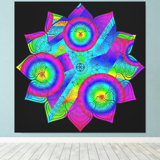 Blume Paradies Stretched Canvas Print Leinwanddruck (Insitu (Holzboden))