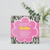 Blume Party Einladung - Zebra (Stehend Vorderseite)