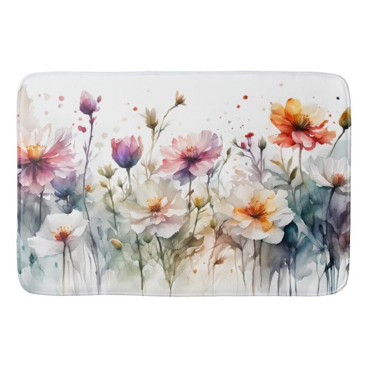 Blume Pastel Minimal Botanisch Badematte (Vorderseite)