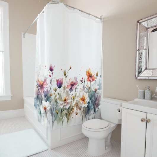 Blume Pastel Minimal Botanisch Duschvorhang (Beispiel)