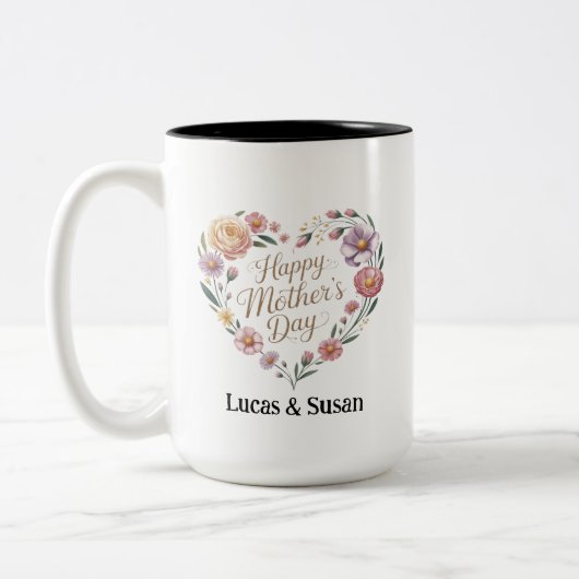 Blume Pastel Tea Happy Mother Day Gift Zweifarbige Tasse (Links)