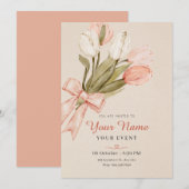 Blume Pastel tulips Einladung (Vorne/Hinten)