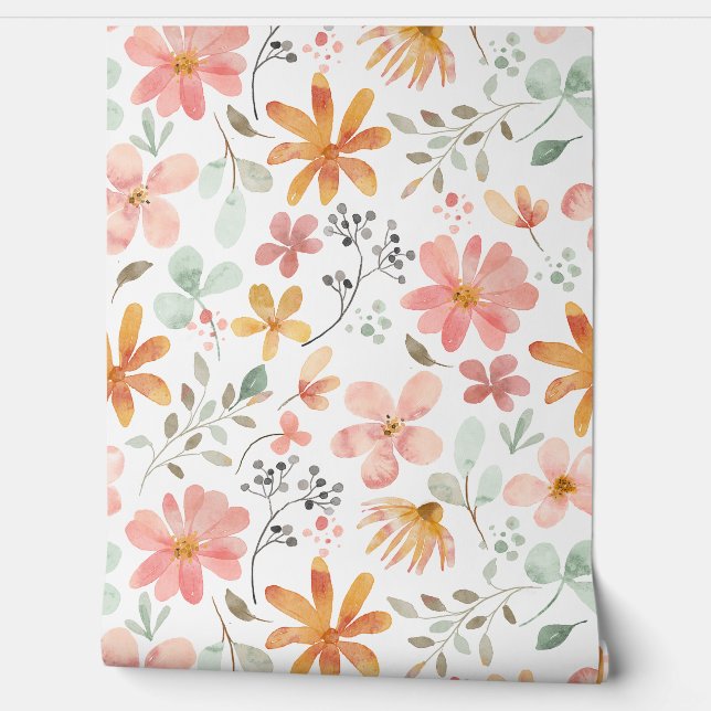 Blume PASTEL VINTAG WALLPAPIER Tapete (Abrollen)