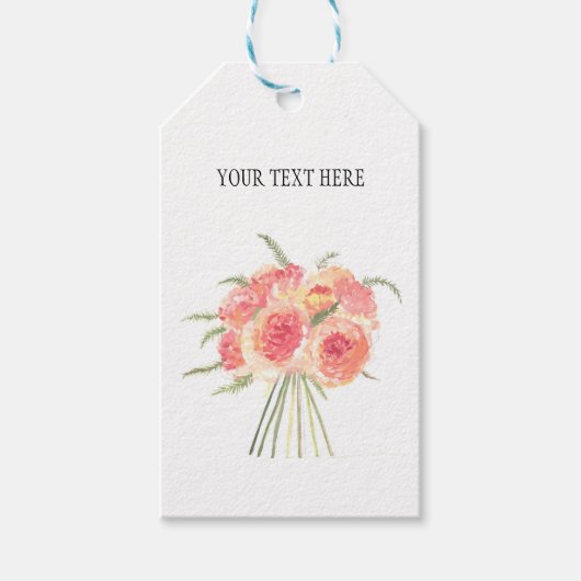 Blume Pastellfarben Watercolor Rustikale Hochzeit Geschenkanhänger (Vorderseite)
