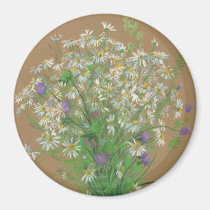 Blume, pastellfarbene Malereien, Weißmehl Magnet