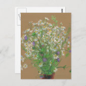 Blume, pastellfarbene Malereien, Weißmehl Postkarte (Vorne/Hinten)