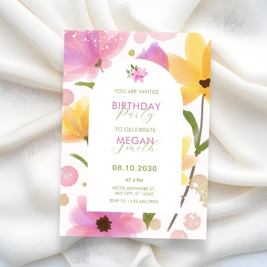 Blume Pastellgelb Geburtstag Einladung