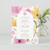 Blume Pastellgelbe Hochzeit Einladung (Stehend Vorderseite)