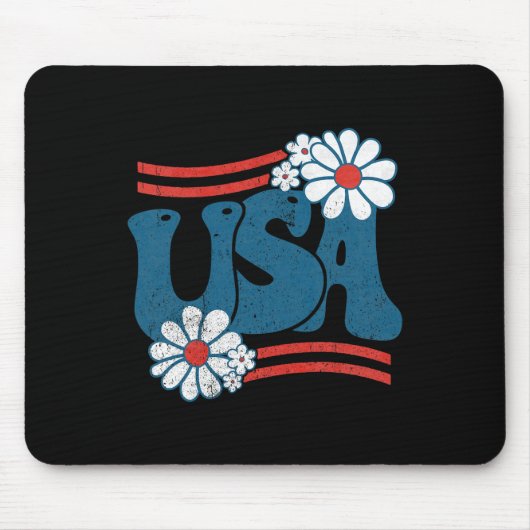 Blume Patriotic 4. Juli Groovy American F Mousepad (Vorne)