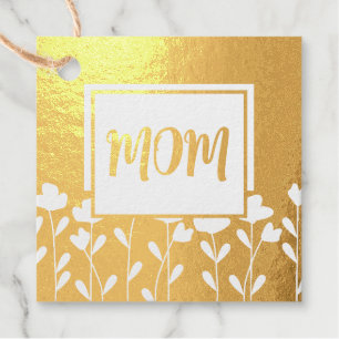 BLUME PATTER MIT CUSTOM TEXT GOLD & WHITE FARBE GESCHENKANHÄNGER