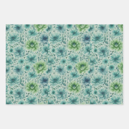 BLUME PATTEREN GIFT WRAPPAPIER GESCHENKPAPIER SET