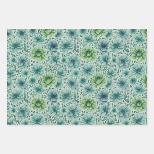 BLUME PATTEREN GIFT WRAPPAPIER GESCHENKPAPIER SET (Vorderseite)