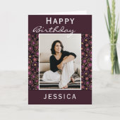 Blume Pattern Foto Geburtstag Karte (Vorderseite)